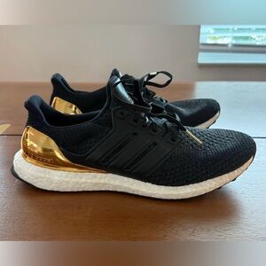 Adidas Black Ultra Boost 2.0 with Gold Heel. Like New- Never Worn